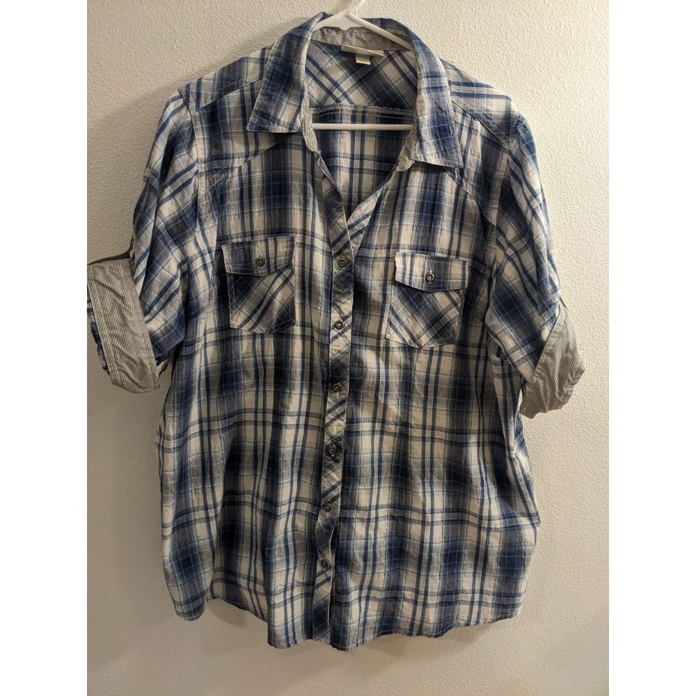 Dressbarn Short Sleeve T-Shirt Size 2X Blue Striped